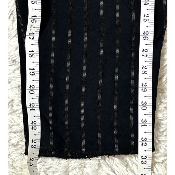 Zara Cropped Pin Striped Exposed Stitch Hem Women Size XL Pull On Comfort Pants - Picture 5 of 12